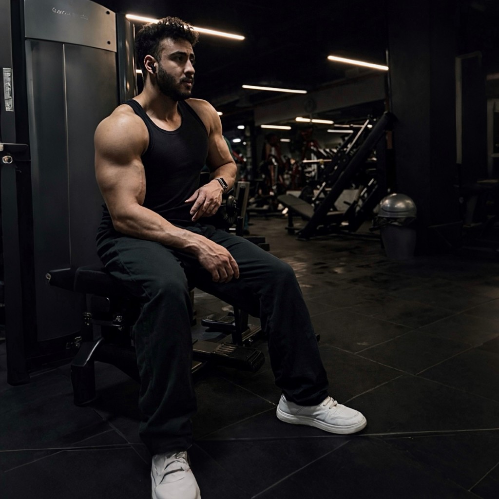 Dagher Mahmoud seated between sets.